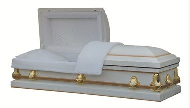 Birds White Shaded Gold Square Corner Casket