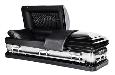 Svart burstað hringhorn stálkista